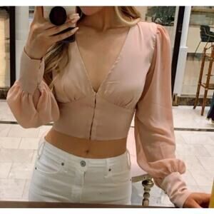Pink cropped blouse